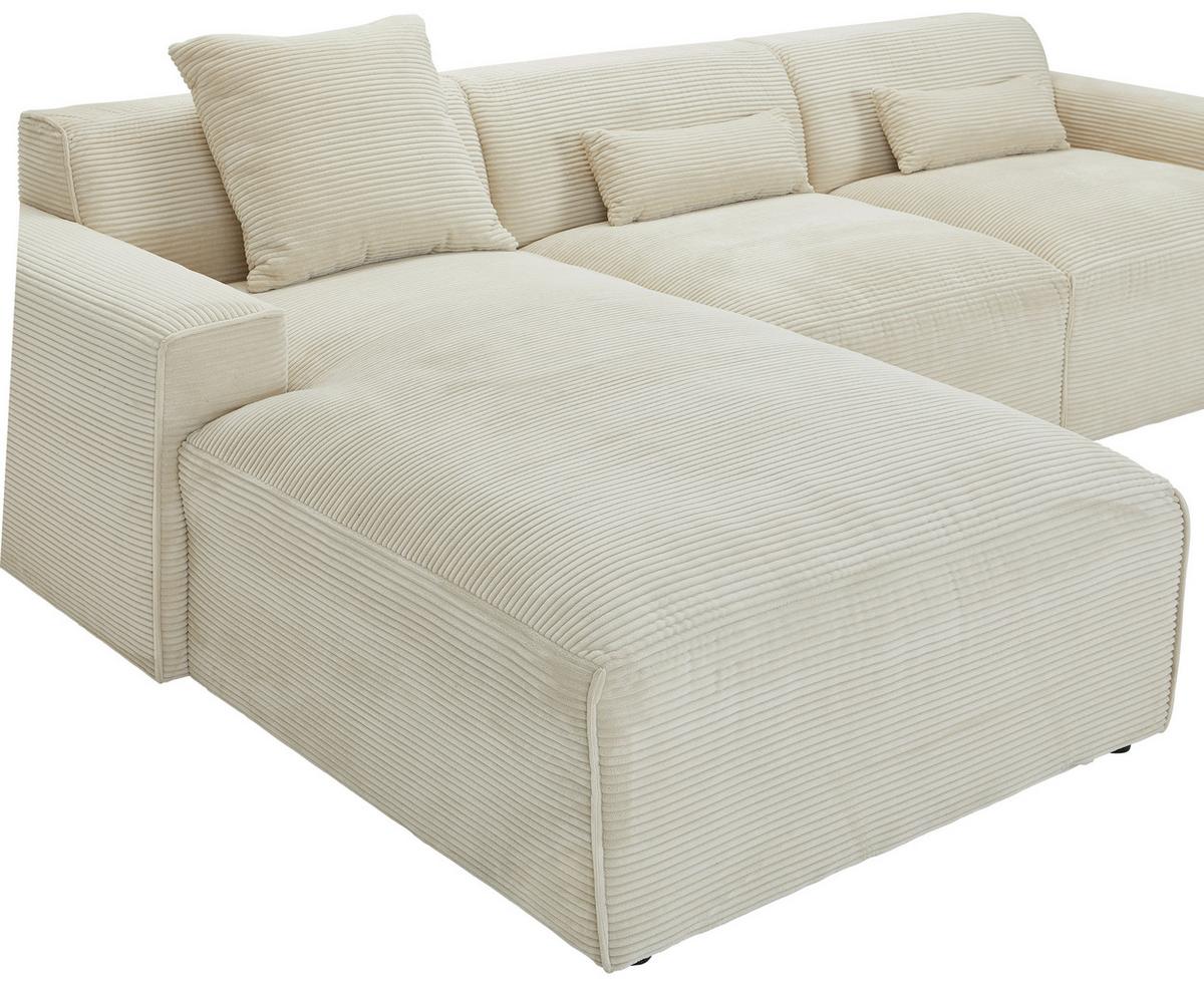 Ecksofa Pearl - Beige/Schwarz, Design, Textil (196/303cm) - Livetastic