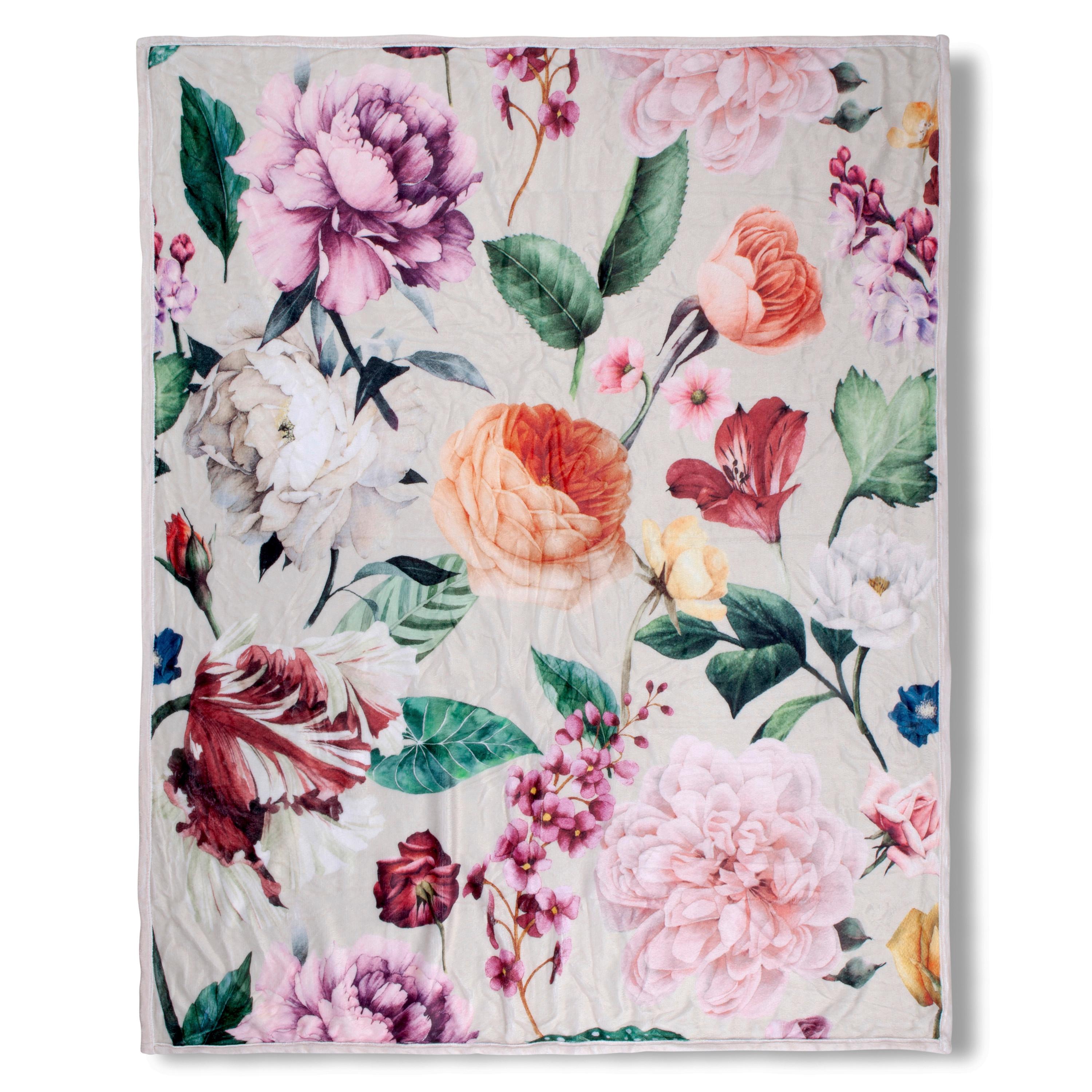 Plaid Fiori 130x160 cm Gelb Apfelbaumfarben Ecru - Ecru/Apfelbaumfarben, Design, Textil (130/160cm)