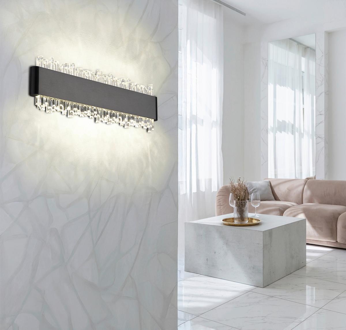 LED-Wandleuchte 4000k, 8w - Klar/Schwarz, Design, Kunststoff/Metall (120/8/4cm) - Globo