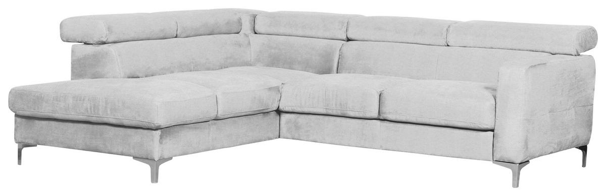 Ecksofa Sammy Hellgrau - Chromfarben/Hellgrau, Design, Textil (207/242cm) - Livetastic