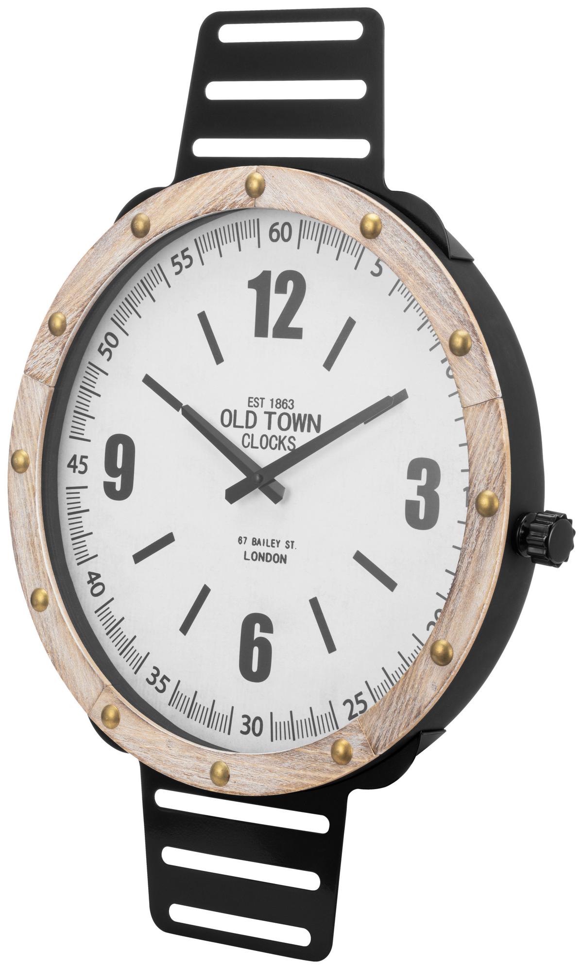 Wanduhr Jelena - Schwarz/Naturfarben, KONVENTIONELL, Holzwerkstoff/Metall (48/68/6cm) - James Wood