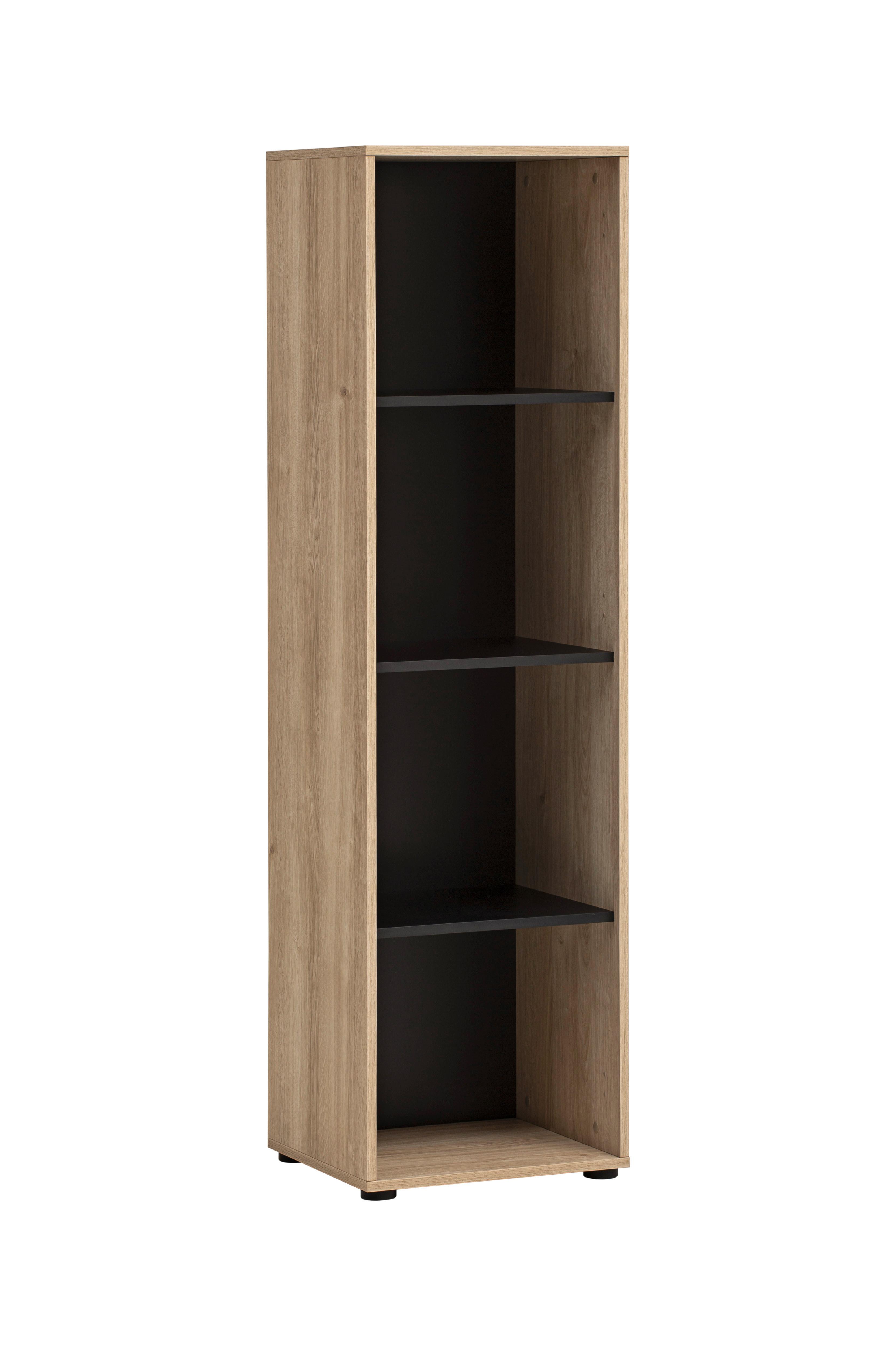 Aktenregal Emmik Schwarz/Eiche Dekor B: 44,8cm - Eichefarben/Schwarz, MODERN, Holzwerkstoff (44,8/163,6/41cm) - MID.YOU