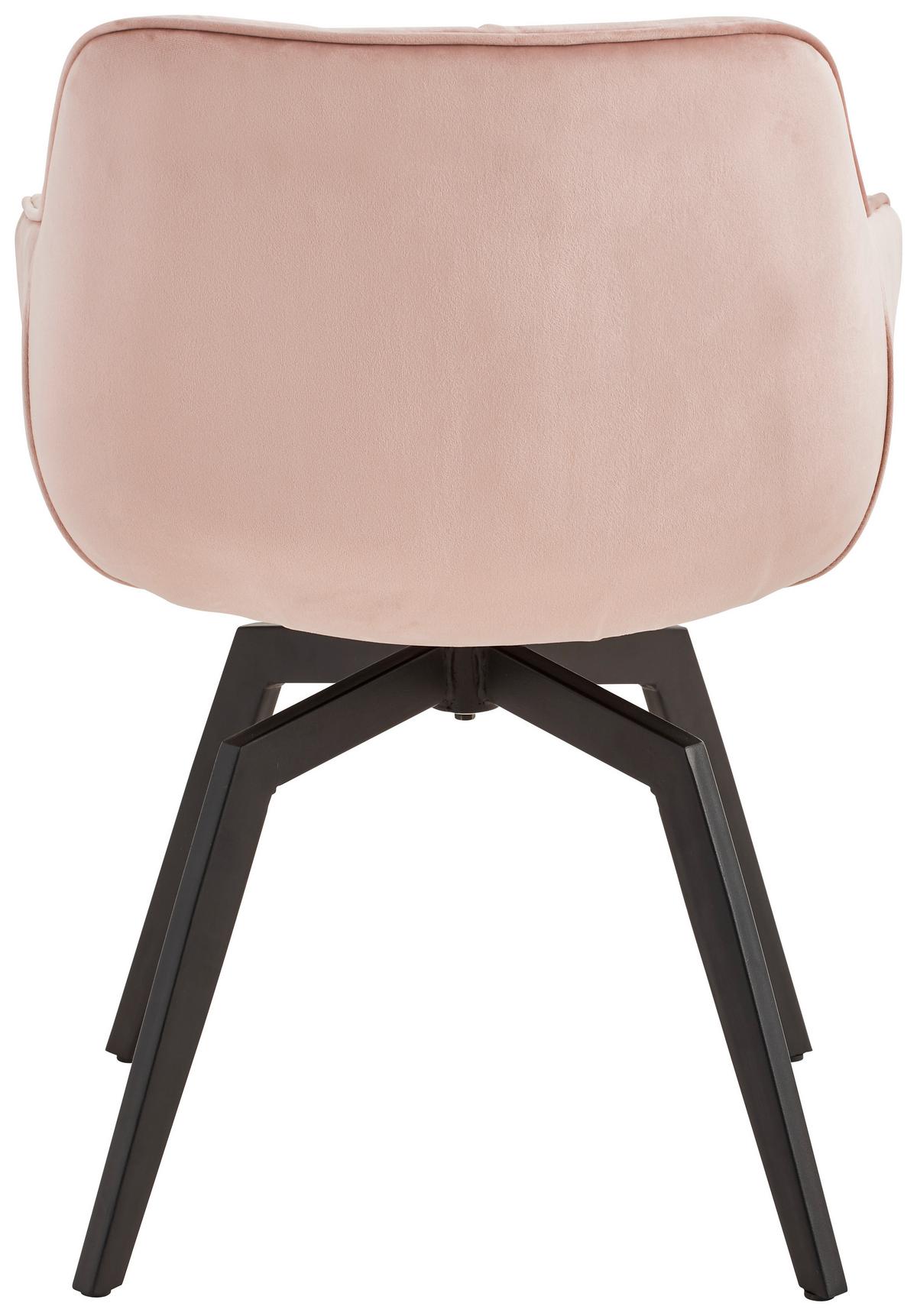 Armlehnstuhl Avegno Rosa mit drehbare Sitzfläche - Schwarz/Rosa, MODERN, Holz/Textil (58/83/63cm) - Livetastic