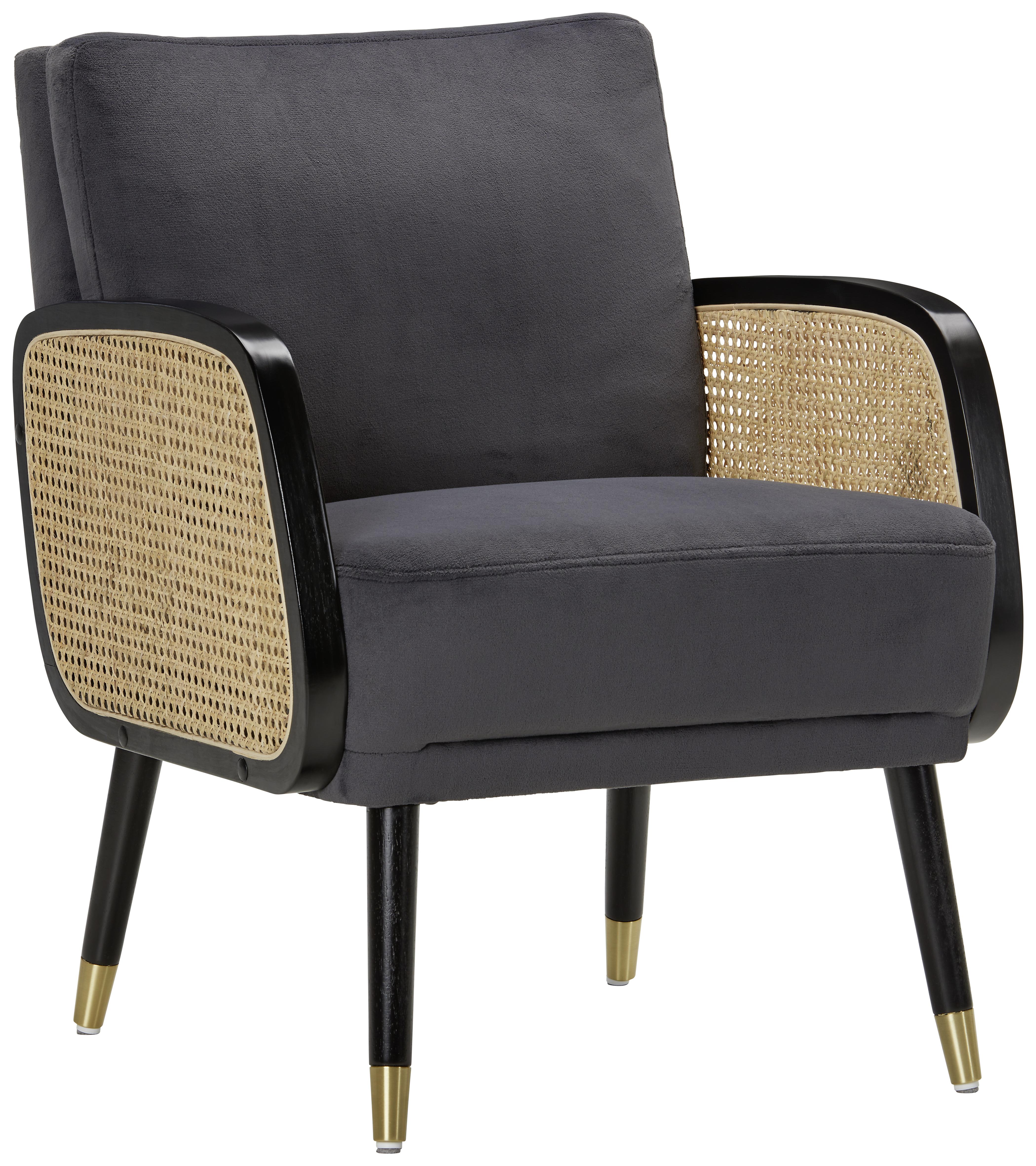 Kreslo Bert -Trend- - antracitová, Štýlový, drevo/textil (64/83/46/75cm) - Premium Living
