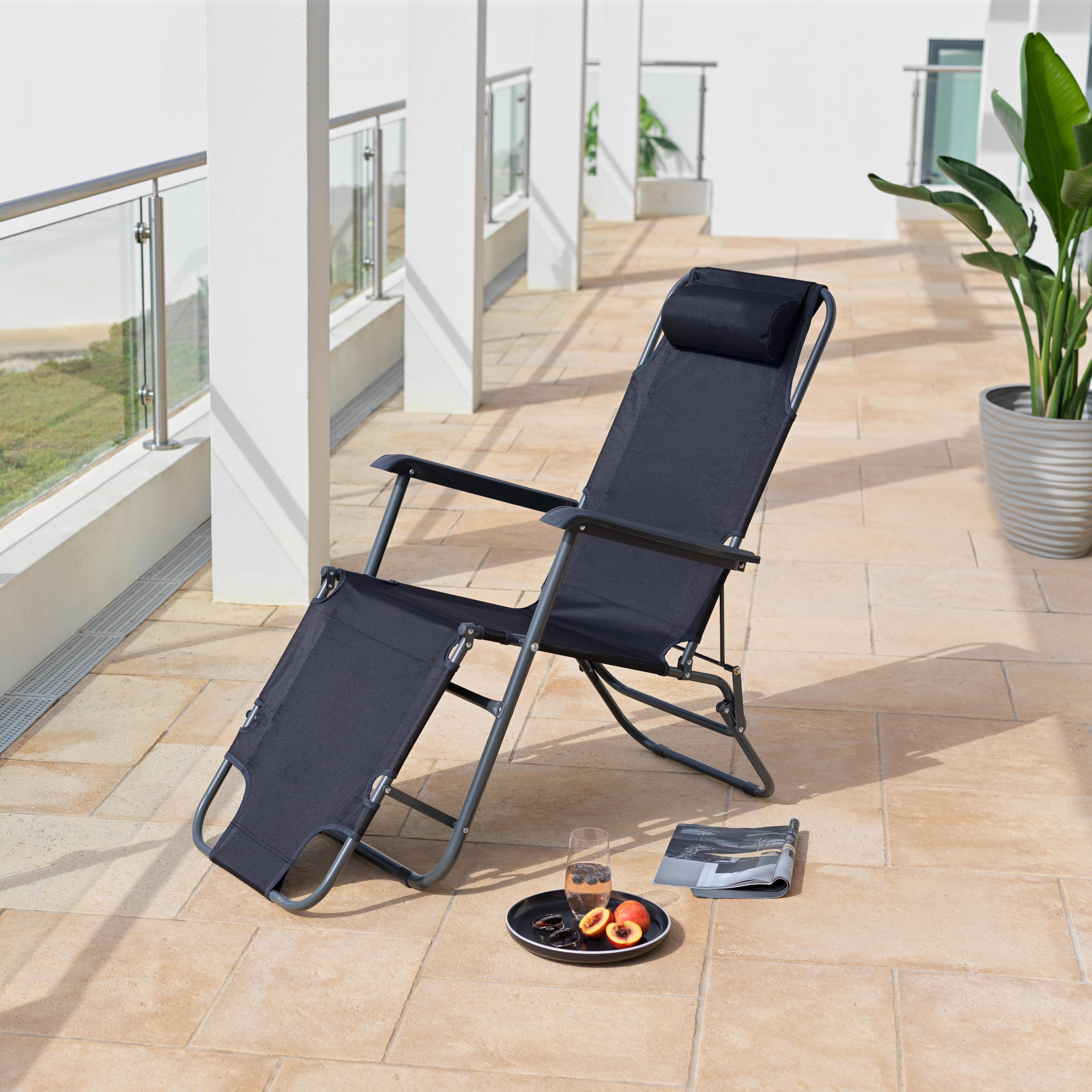 Relax Chair 2in1 Polohovací Opalovací Lehátko - černá, Moderní, kov (60/95/178cm) - Modern Living