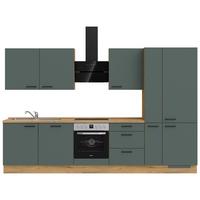 Küchenleerblock Easytouch High-Line, H11 Re. - Dunkelgrün/Eichefarben, MODERN, Holzwerkstoff (330cm) - Nobilia