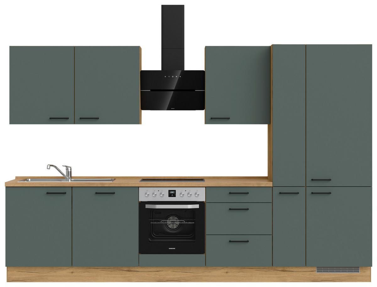 Küchenleerblock Easytouch High-Line, H11 Re. - Dunkelgrün/Eichefarben, MODERN, Holzwerkstoff (330cm) - Nobilia