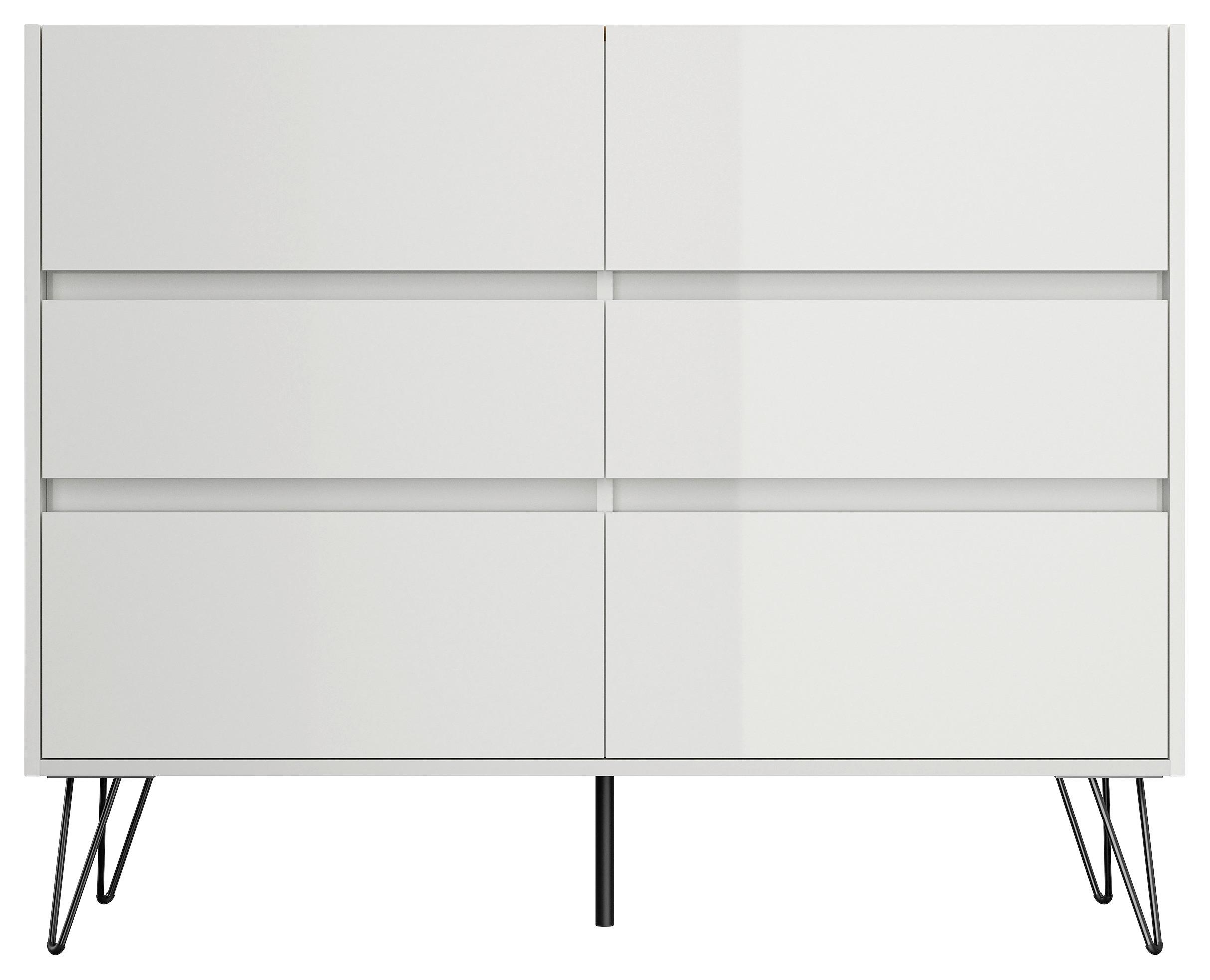 Sideboard Posseik Industrial Weiß/eichefarben B: 120 Cm - Elfenbein/Weiß Hochglanz, Design, Holzwerkstoff (120/93,6/42cm) - P & B