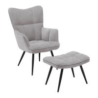 Kreslo ALEX *CENOVÝ TRHÁK*, sivá, s taburetkou - čierna/sivá, Modern, kov/textil (68/100/78cm) - Mömax