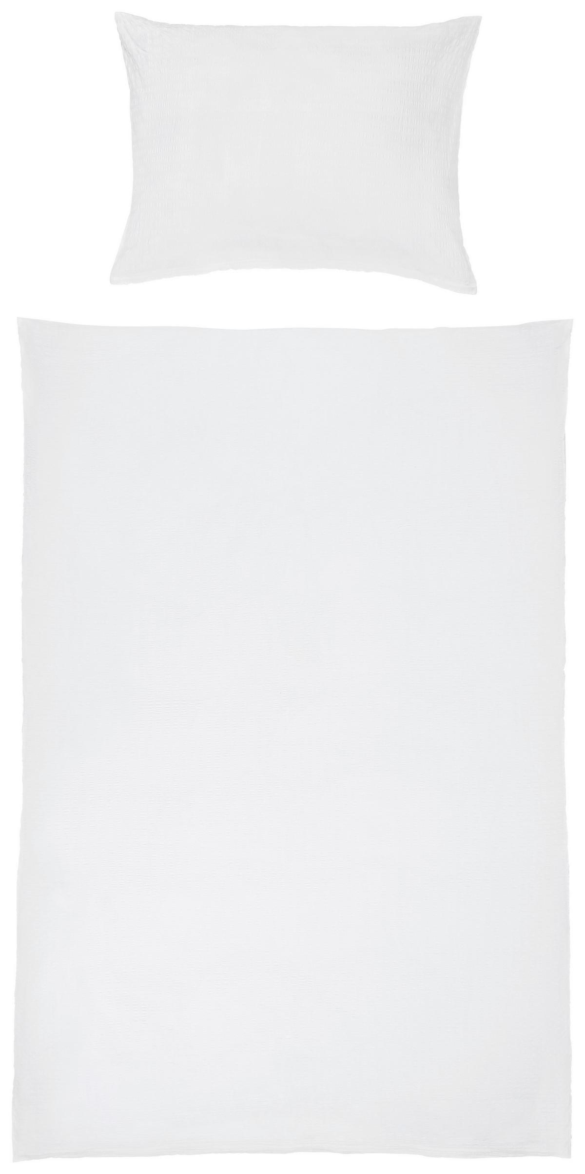 Seersucker Bettwäsche 140x200 Cm Milena Baumwolle Weiß - Weiß, KONVENTIONELL, Textil (140/200cm) - Luca Bessoni