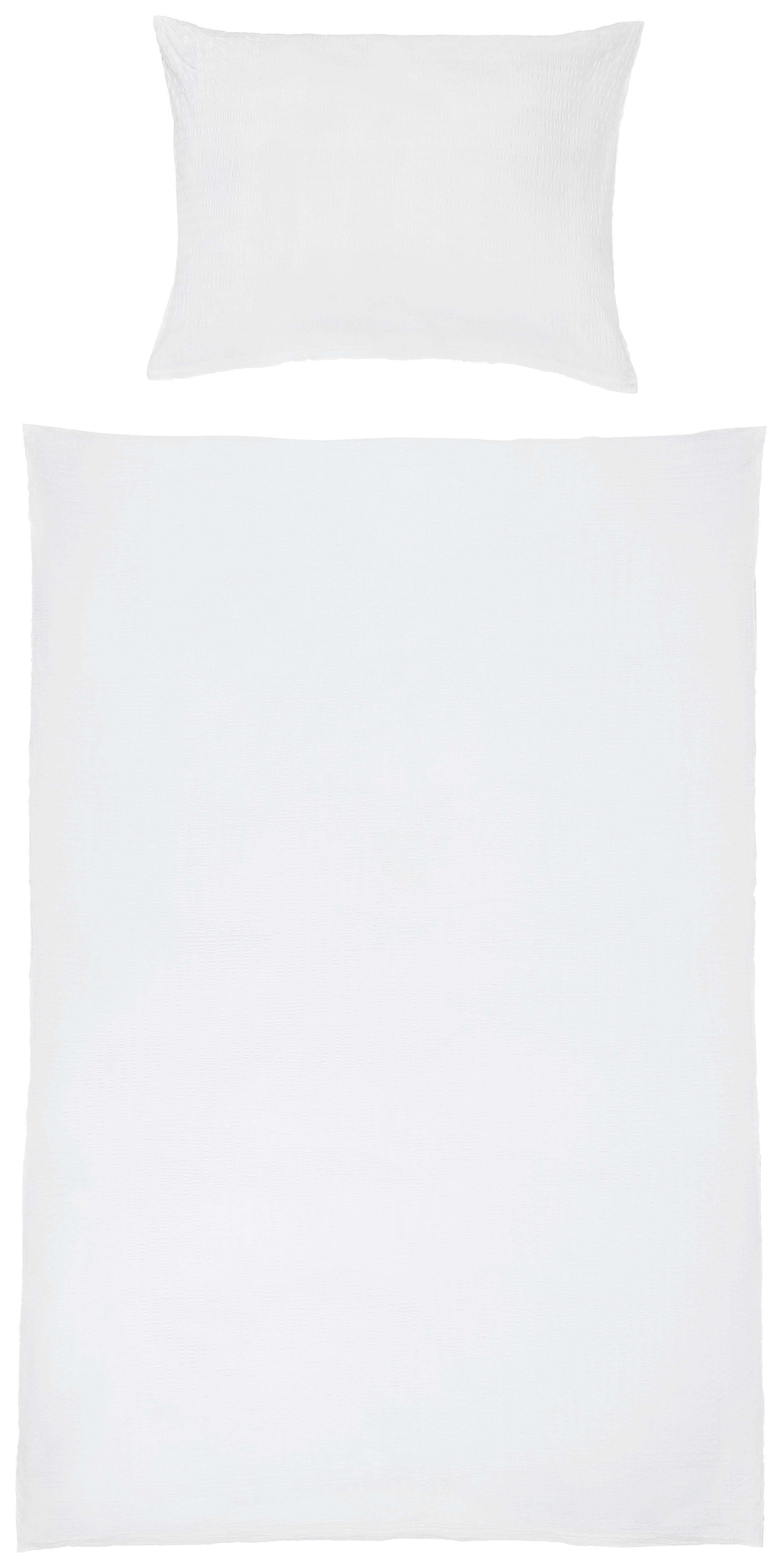 Seersucker Bettwäsche 140x200 cm Milena Baumwolle Weiß