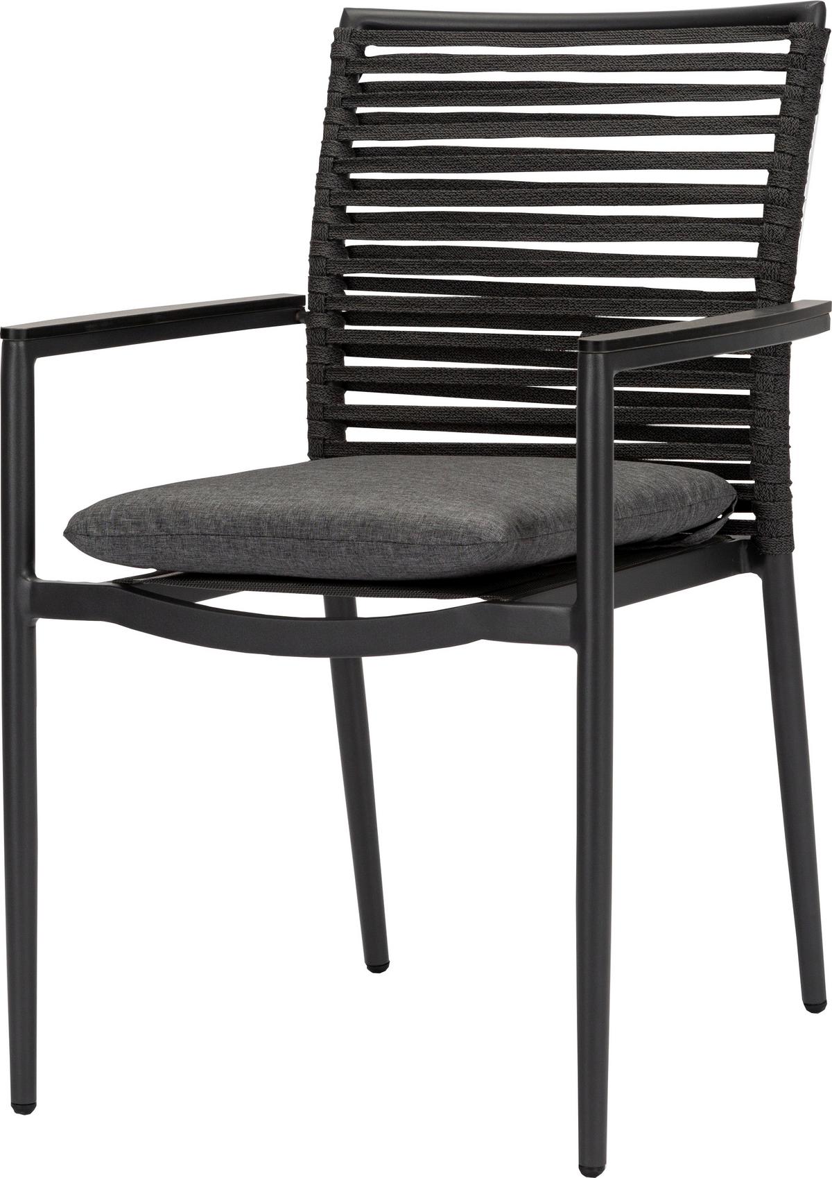 Gartengarnitur 5tlg New Jersey Metall/Textil - Dunkelgrau/Anthrazit, Basics, Holzwerkstoff/Kunststoff (120cm) - Gardenson