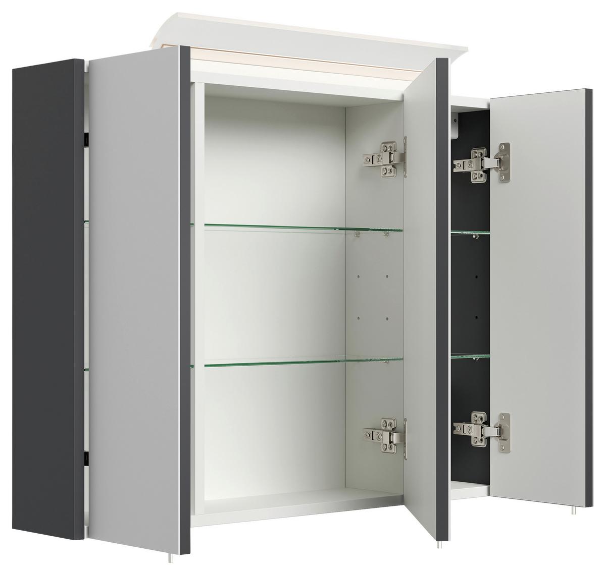 Spiegelschrank Graphitfarben B: 80 cm - Graphitfarben, MODERN, Glas/Holzwerkstoff (80/62/17cm) - MID.YOU