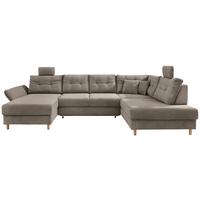 Wohnlandschaft Brizzini mit Schlaffunktion, Graubraun - Graubraun/Naturfarben, MODERN, Textil (176/338-352/206cm) - Livetastic