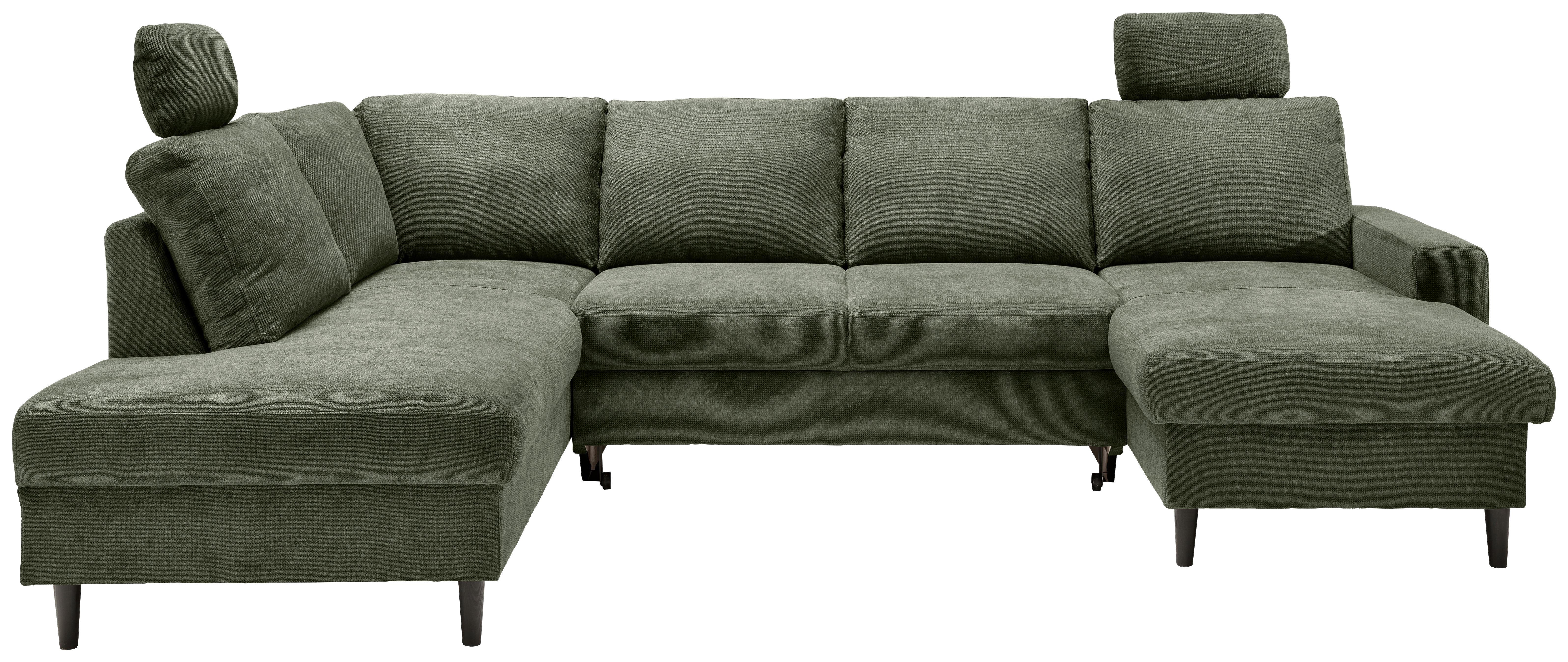 Wohnlandschaft Passione Dunkelgrün U: 200x305x153 Cm - Dunkelgrün/Schwarz, MODERN, Textil (200/305/153cm) - Livetastic