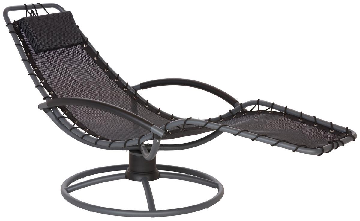 Bäderliege Sunny Stahl, Textilene Mit Kissen - Schwarz, MODERN, Textil/Metall (168/77/85cm) - Luca Bessoni