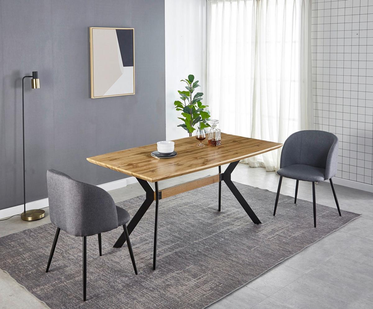 Armlehnstuhl-Set Webstoff Dunkelgrau, B: 63cm - Dunkelgrau/Schwarz, Design, Textil/Metall (63/84/53cm) - Livetastic