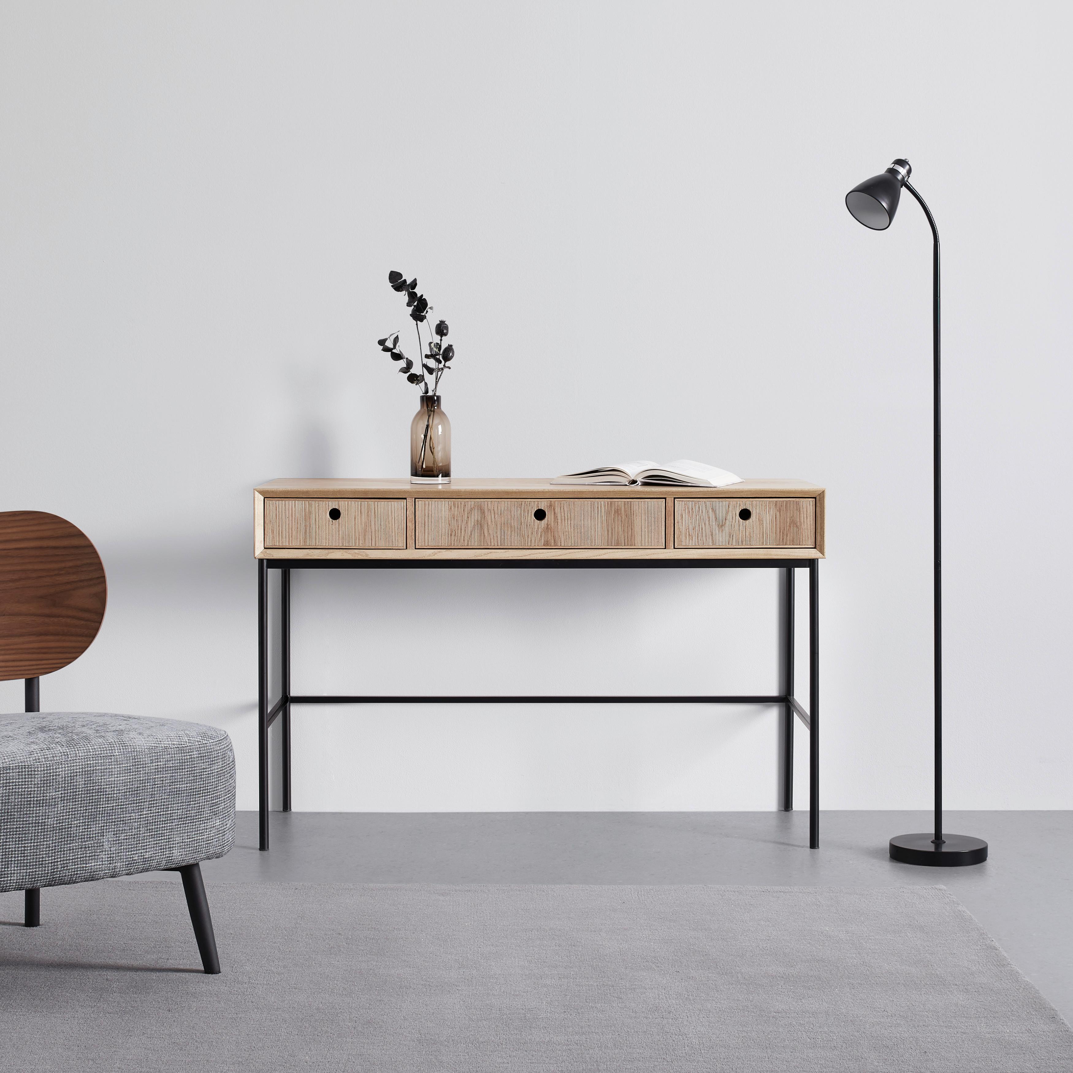 Konzolový Stolík Milano - farby jaseňa, Moderný, kov/drevo (120/40/77cm) - Bessagi Home