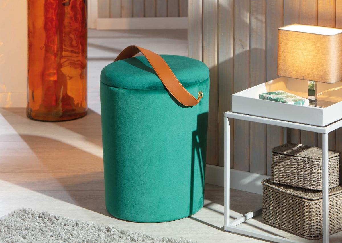 Hocker Papua - Grün, Design, Textil (35/45/35cm) - Livetastic