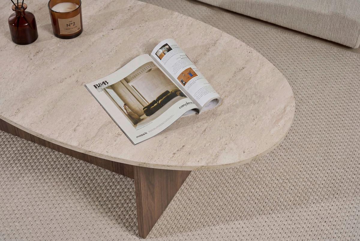 Couchtisch Orba Creme/Walnussfarben L: 120cm - Walnussfarben/Creme, Design, Holzwerkstoff (120/40/65cm) - MID.YOU