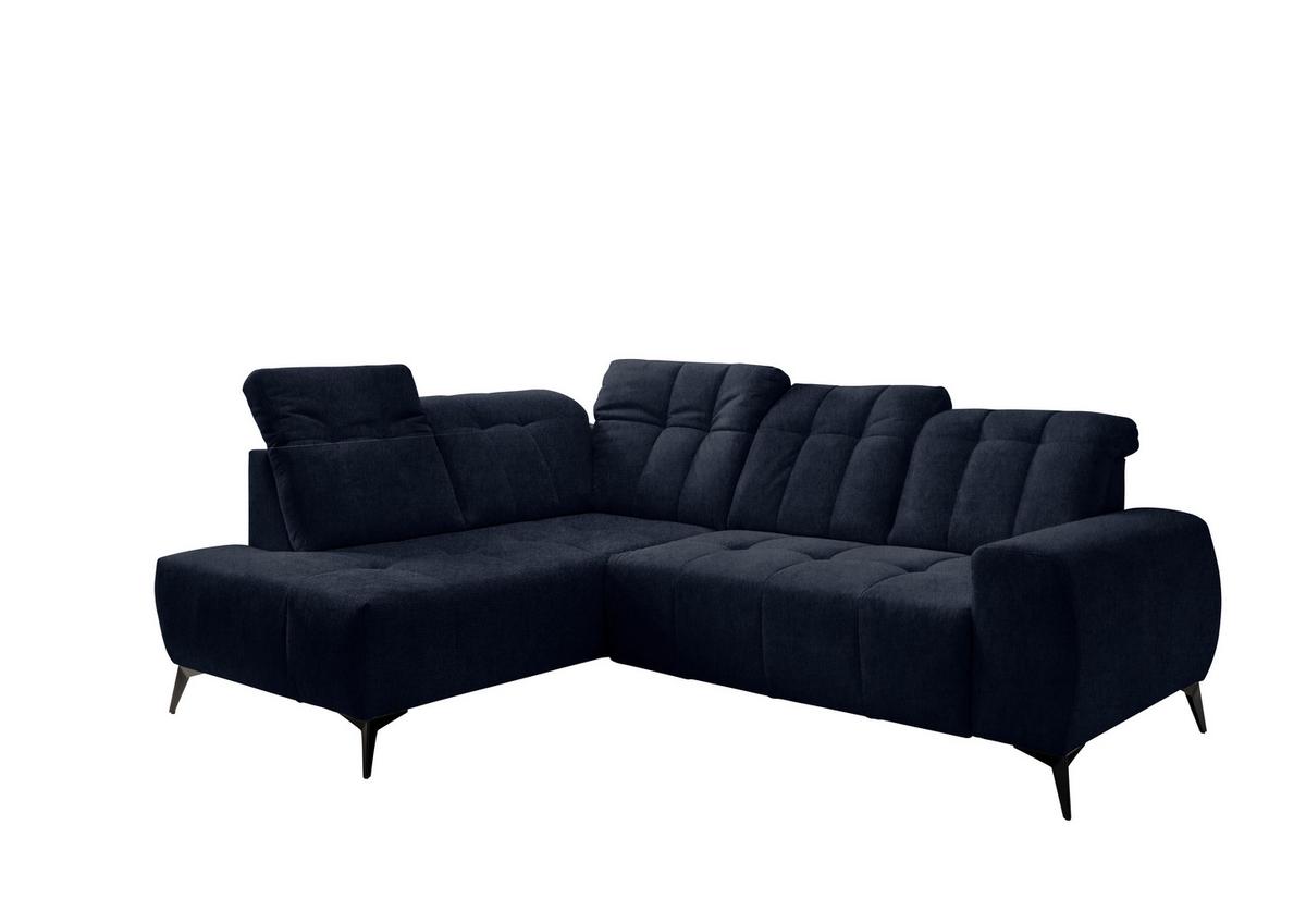 Ecksofa mit USB Anschluss Sano, Dunkelblau,s: 200x261 cm - Schwarz/Dunkelblau, MODERN, Textil (200/261cm) - Livetastic