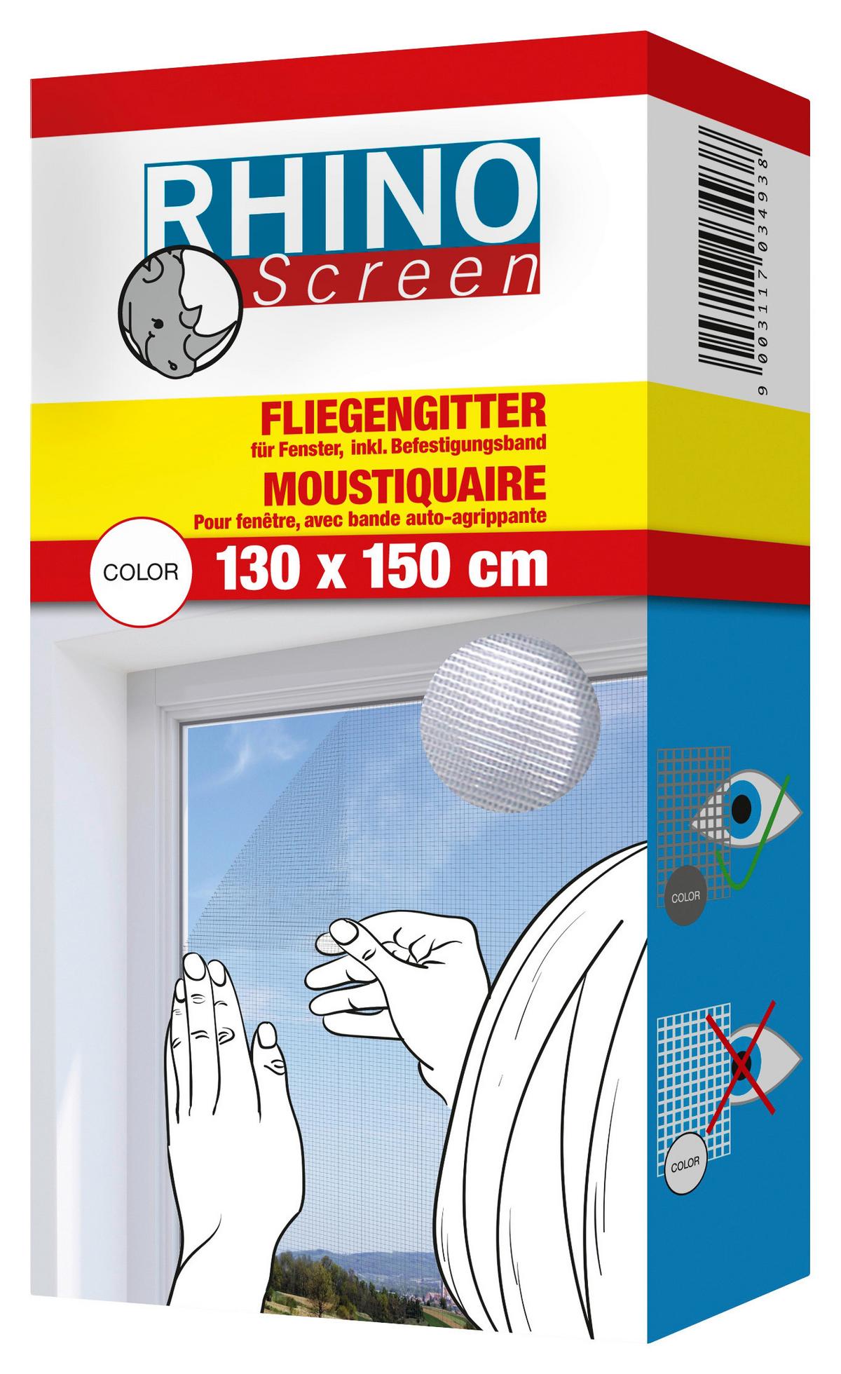 Fliegengitter Fenster 130x150 cm Weiß mit Klettband - Weiß, KONVENTIONELL, Textil (130/150cm)