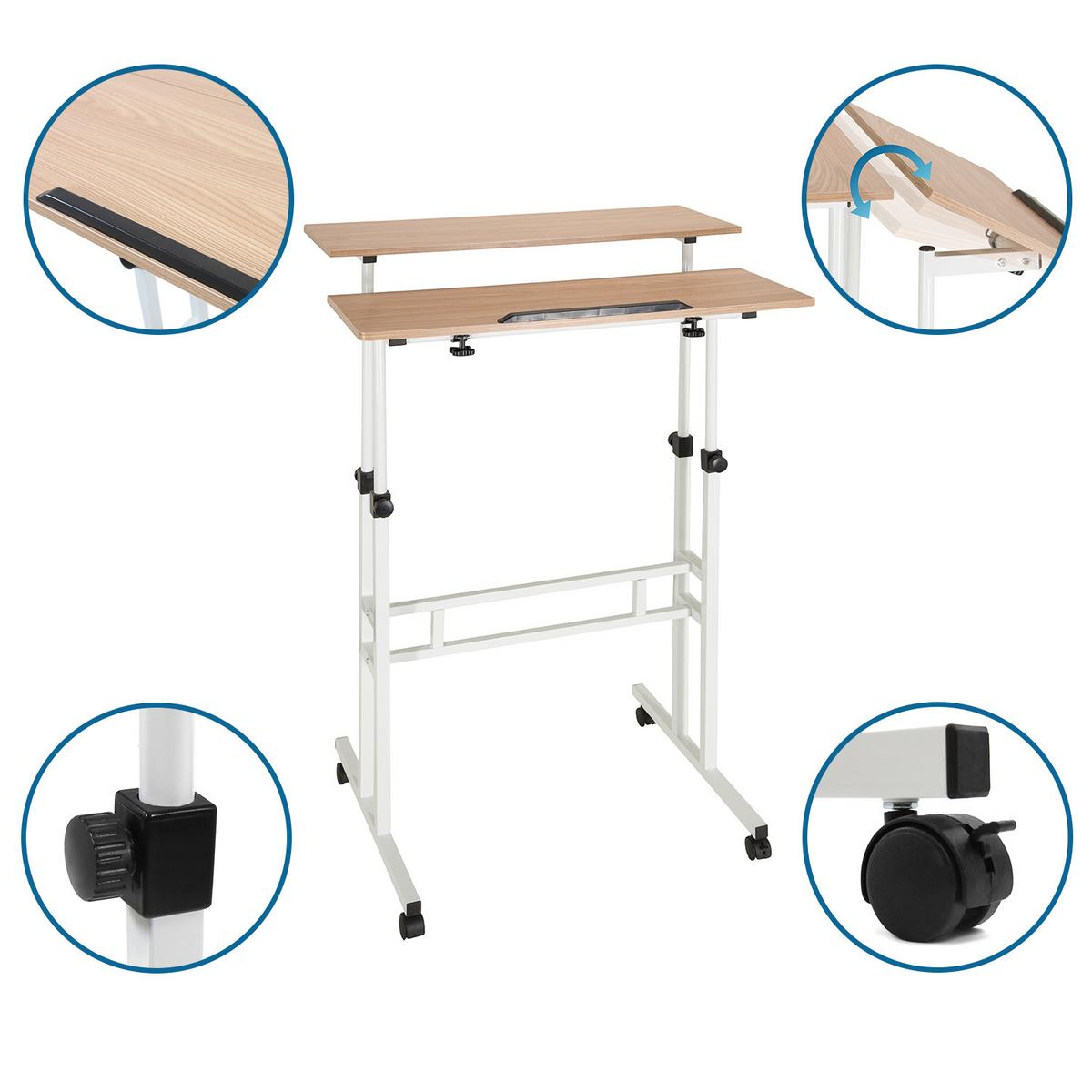 Schreibtisch Workstation Weiß/Eiche Dekor - Eichefarben/Weiß, Basics, Holzwerkstoff/Kunststoff (120/82-128/60cm) - MID.YOU