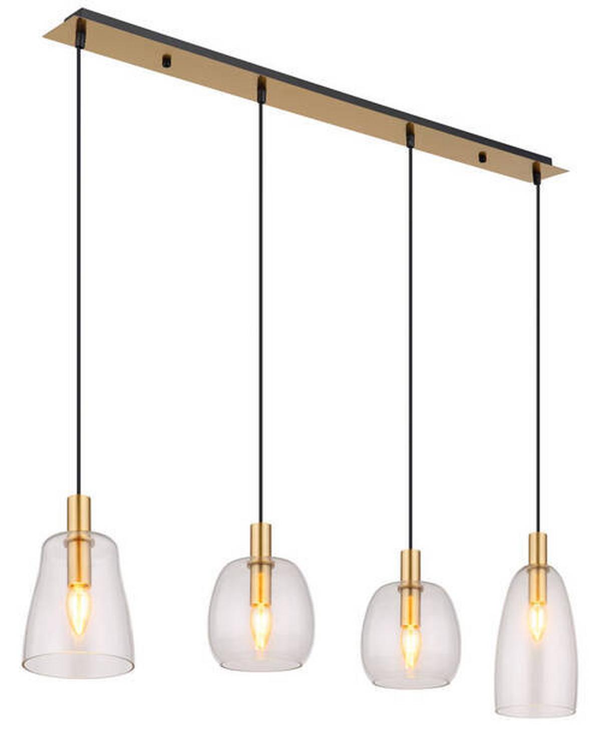 Hängeleuchte 15789-4hm - Messingfarben, KONVENTIONELL, Glas/Metall (107/16/120cm) - Globo