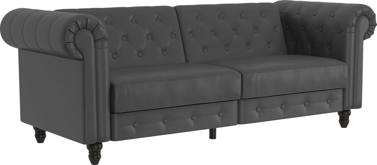 Schlafsofa Firenze Grau, mit Schlaffunktion - Schwarz/Grau, Basics, Textil (236/83cm) - Livetastic