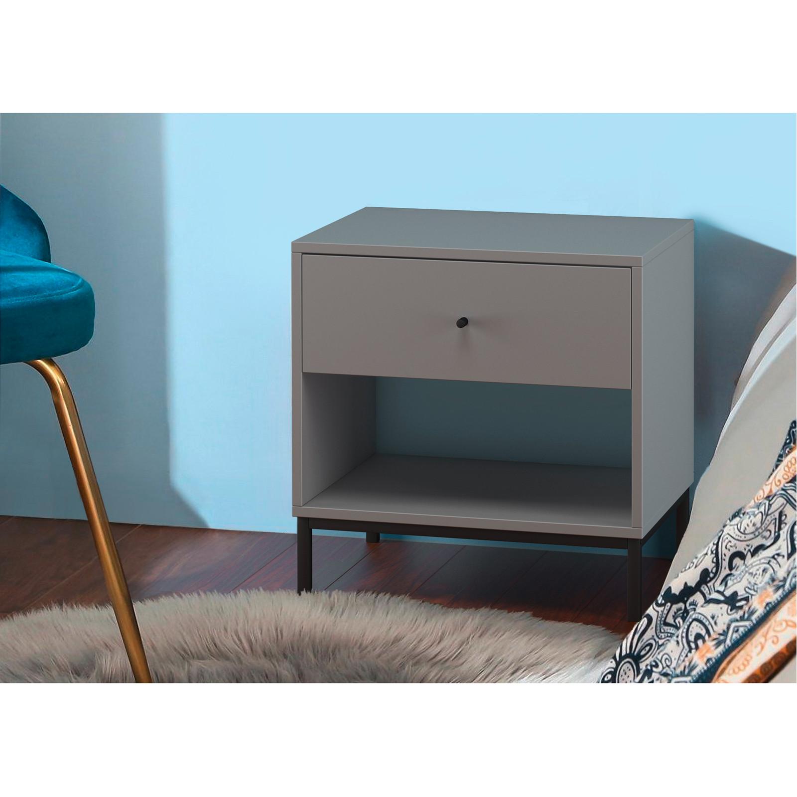 Nachttisch Celine Grau B: 50 Cm - Schwarz/Grau, Design, Holzwerkstoff/Metall (50/50/35cm) - MID.YOU