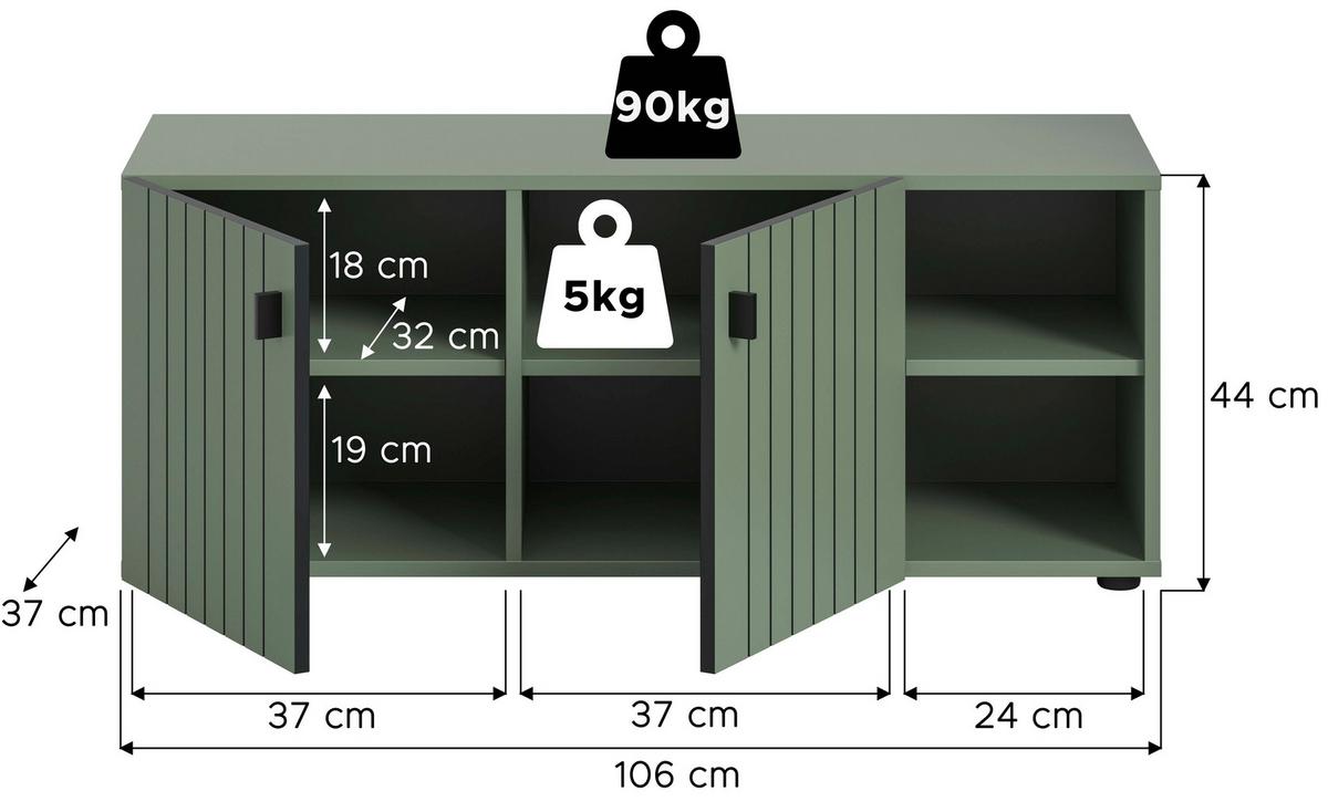 Sitzbank Station Graugrün B: 106cm - Graugrün, Design, Holzwerkstoff (106/43/37cm) - MID.YOU