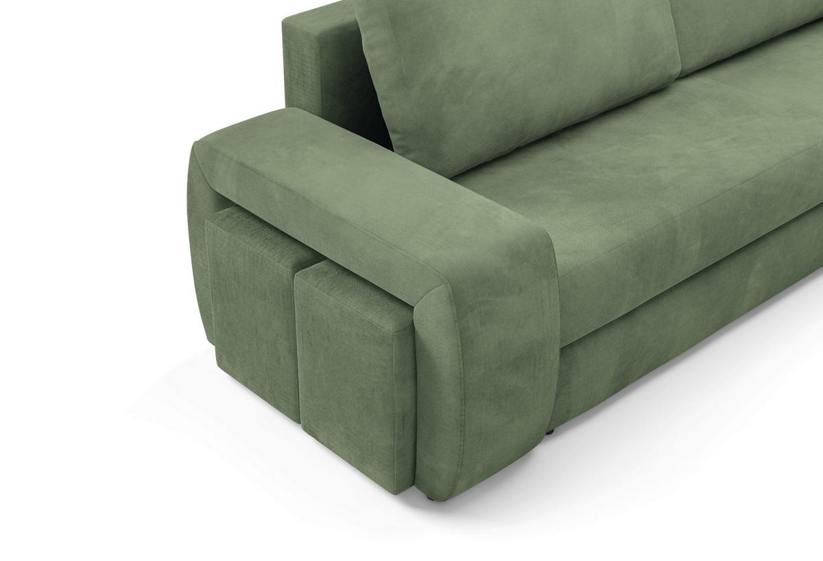 Schlafsofa Ines Grün B: 258cm - Schwarz/Grün, Design, Textil (258/98/95cm) - Livetastic