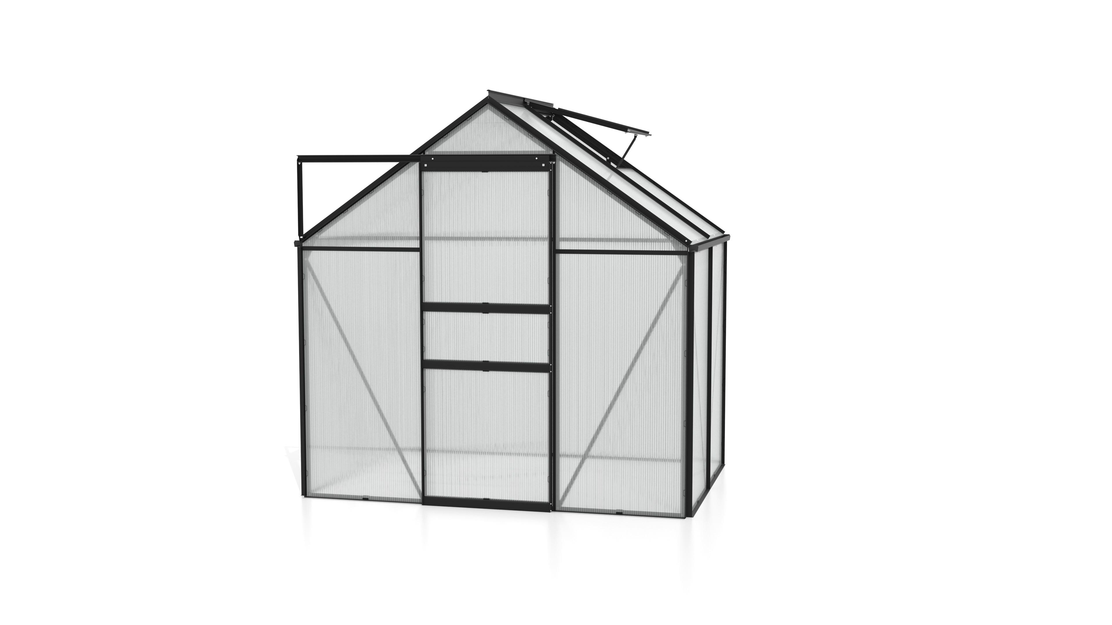Gewächshausbausatz Comet 2500 2,5 M2 Metall/kunststoff - Schwarz, Basics, Kunststoff/Metall (195/197/131cm)