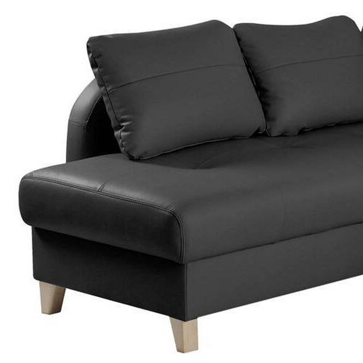 Ecksofa Compact Schwarz B: 168x227 cm - Buchefarben/Schwarz, Design, Leder/Textil (168/227cm) - Livetastic