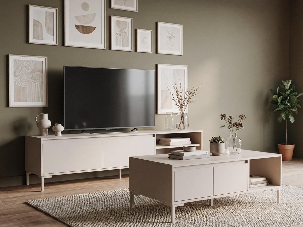 Couchtisch Korsika Kaschmir L: 100cm - Kaschmir, Design, Holzwerkstoff/Metall (100/60/43cm) - MID.YOU