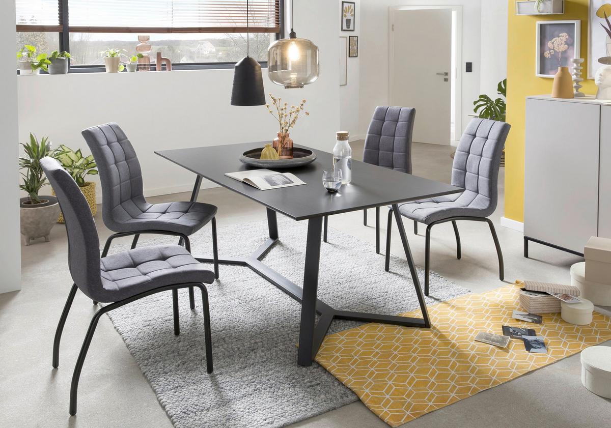 Stuhl-set Dunkelgrau, B: 42cm - Dunkelgrau/Schwarz, Design, Textil/Metall (42/103/58,5cm) - Livetastic