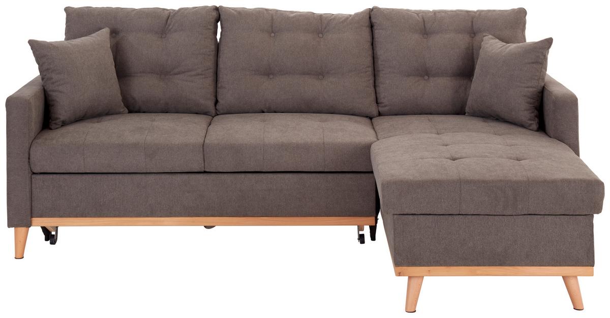 Rozkládací sedací souprava KRING šedá oboustranní montáž - šedá, Basics, textil (212/72/150cm) - MID.YOU