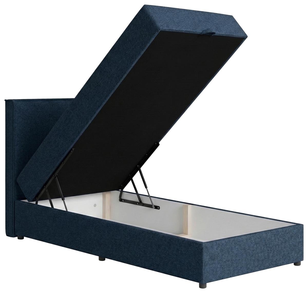 Boxspringbett Naxos 100x200 Soul 2 Dunkelblau - Schwarz/Dunkelblau, MODERN, Holzwerkstoff/Textil (100/200cm)