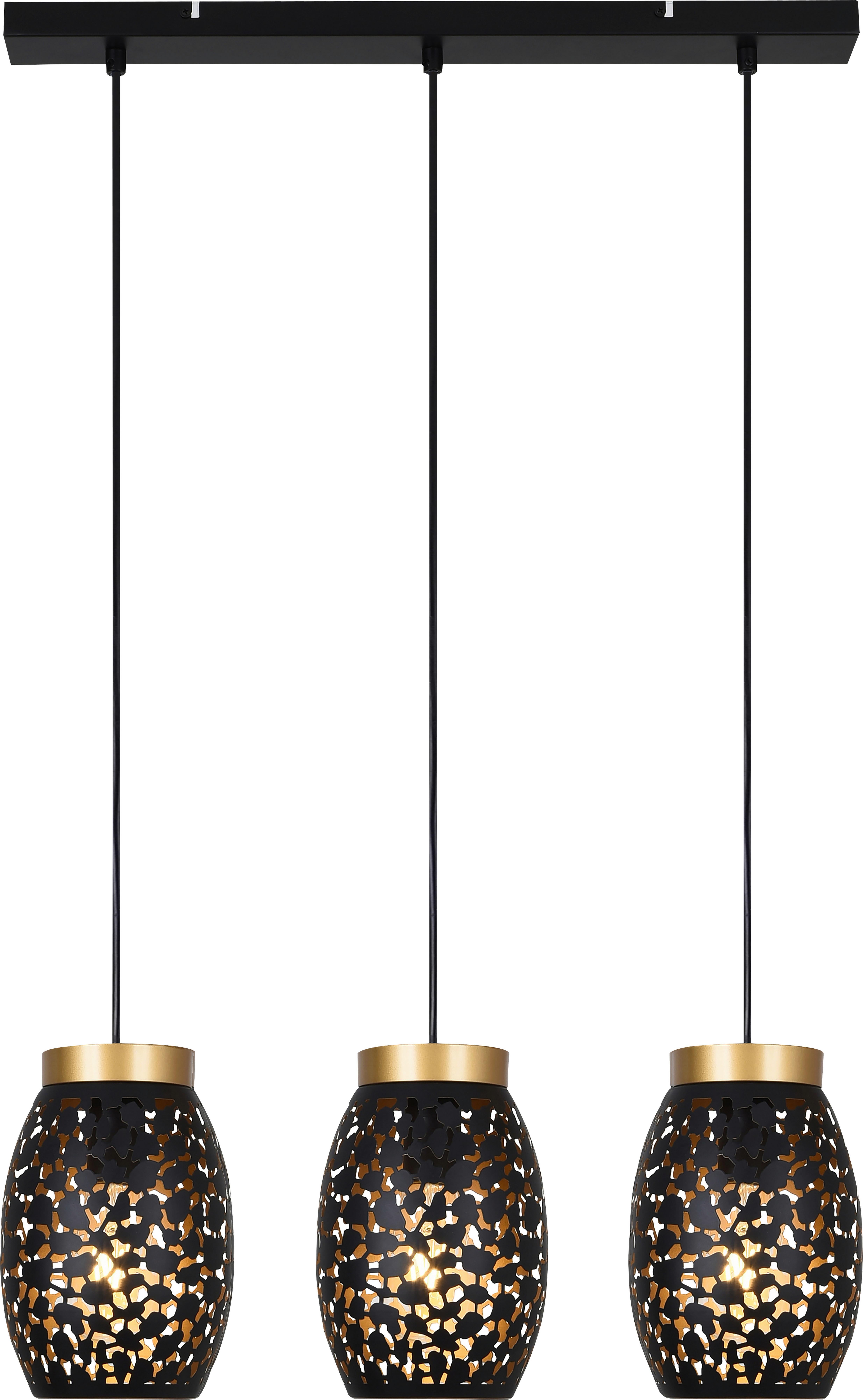Hängeleuchte Alba H: 120 Cm 3-Flammig, Schwarz/goldfarben - Goldfarben/Schwarz, ROMANTIK / LANDHAUS, Metall (58/120/6cm) - James Wood