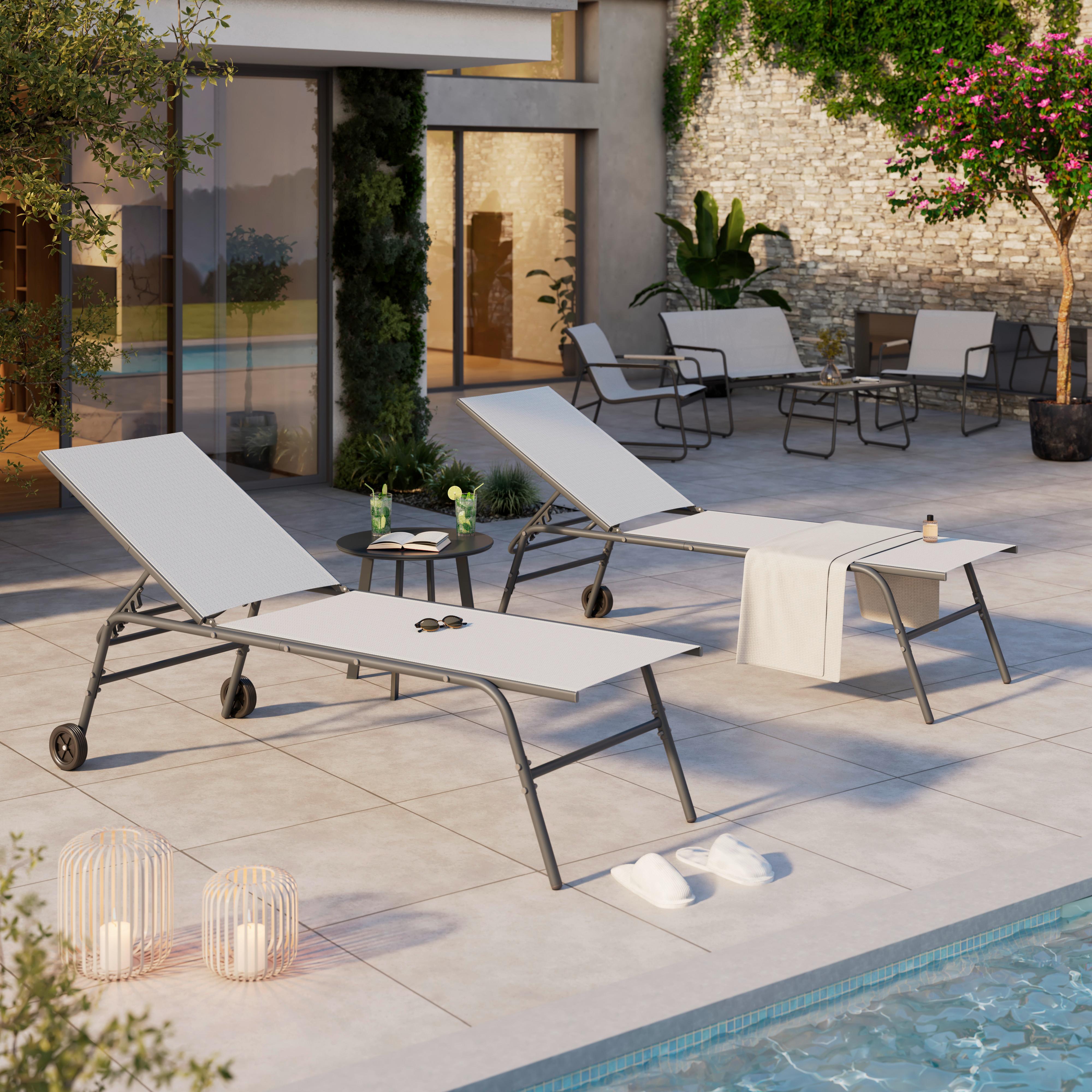 Sonnenliege Sevilla - Dunkelgrau/Hellgrau, MODERN, Textil/Metall (195/63/45cm) - Beldano