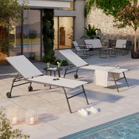 Sonnenliege Sevilla - Dunkelgrau/Hellgrau, MODERN, Textil/Metall (195/63/45cm) - Beldano