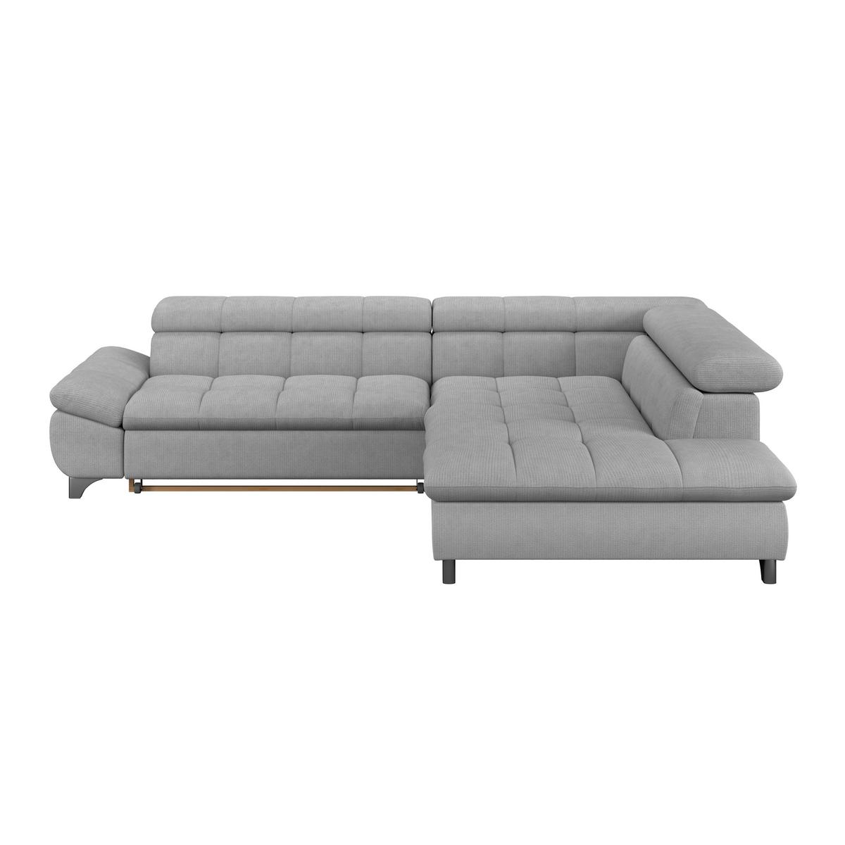 Rohová sedačka GEMINI, pravá, sivá ženilka - svetlosivá/chrómová, Konventionell, kov/textil (312/234cm)