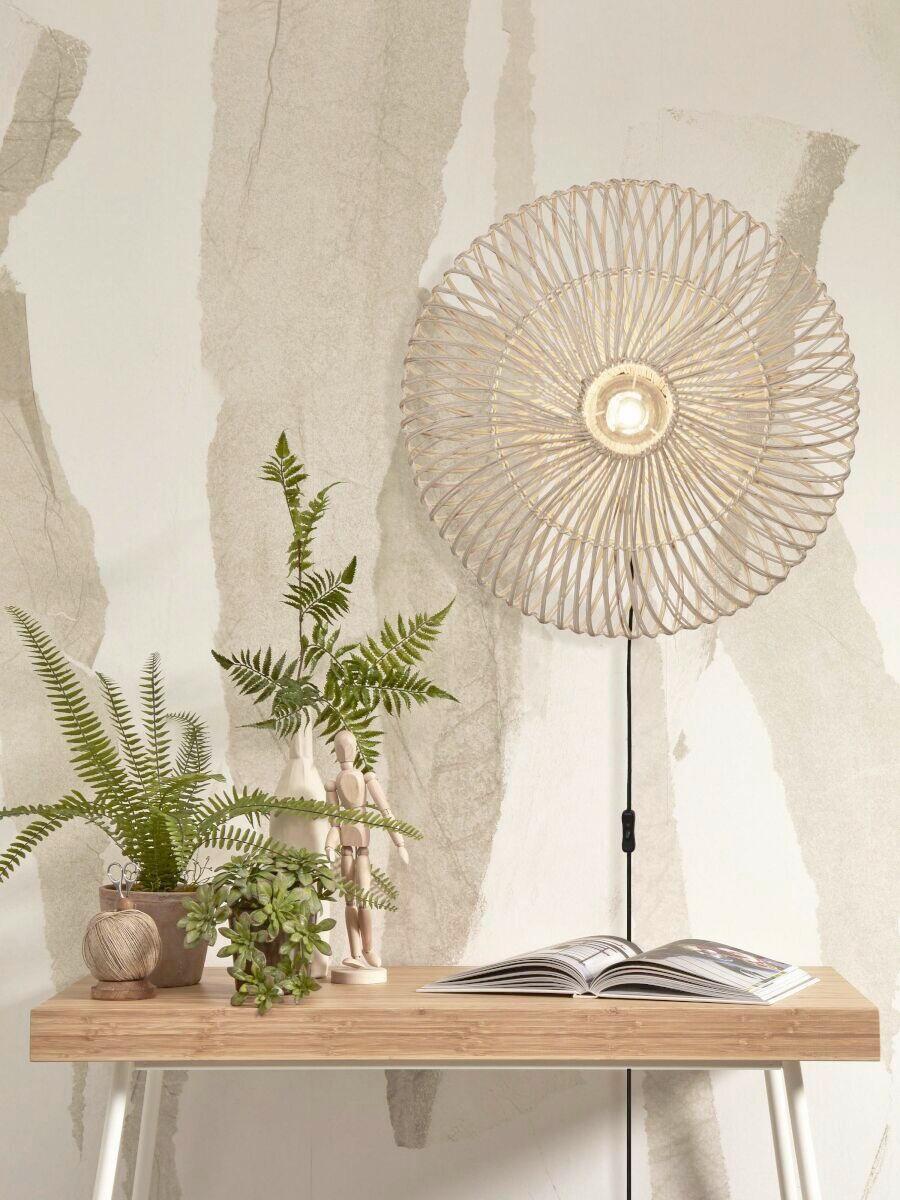 Wandleuchte Zanzibar/W/5514/W - Weiß, Trend, Naturmaterialien (55/14cm) - Good & Mojo