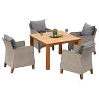 Gartengarnitur Avellino Set 5tlg. - Naturfarben, MODERN, Holz/Kunststoff - Gardenson