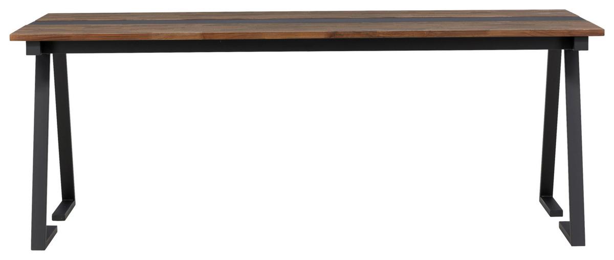 Esstisch Jakarta - Schwarz/Teakfarben, Design, Holz/Metall (200/90/75cm) - Livetastic