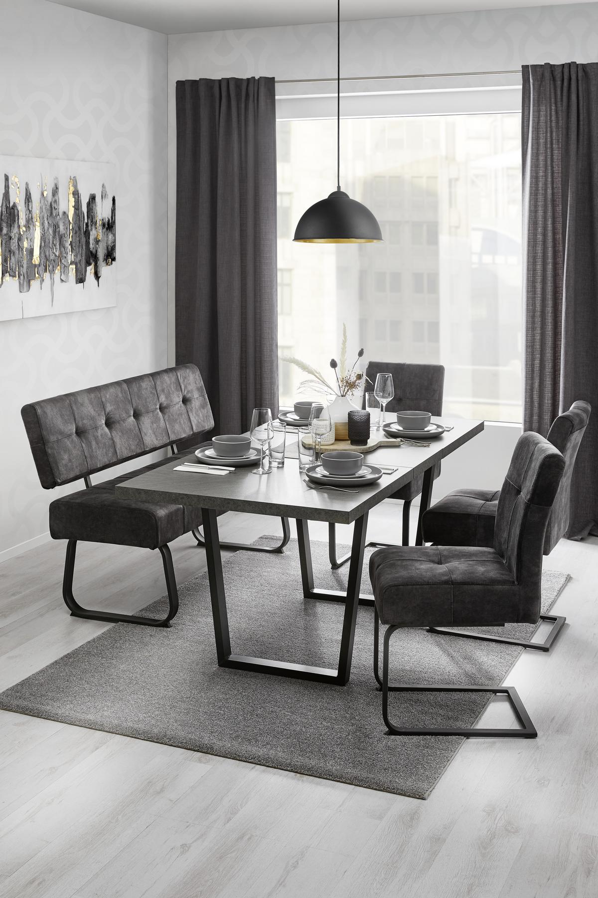 SEDACÍ LAVICE LUISE - antracitová, Moderní, kov/textil (140/90,5/64cm) - Mömax