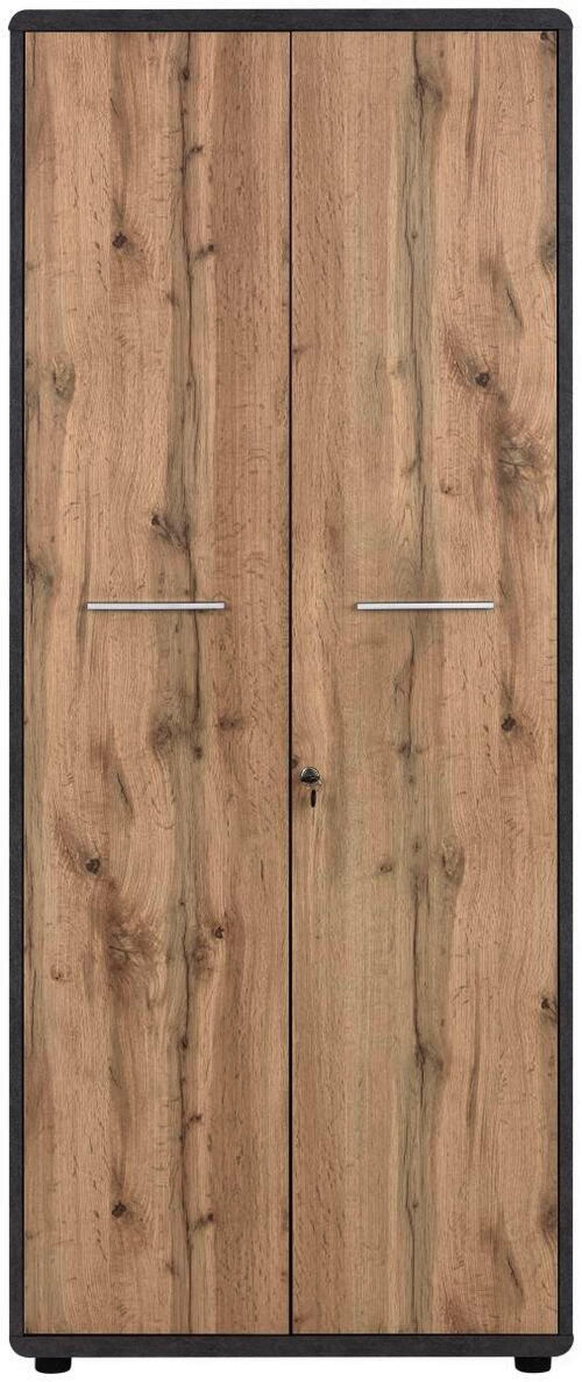 Aktenschrank Versperrbar Fontana Eiche, B 75 Cm - Eichefarben/Dunkelgrau, MODERN, Holzwerkstoff (75/184,7/35cm)