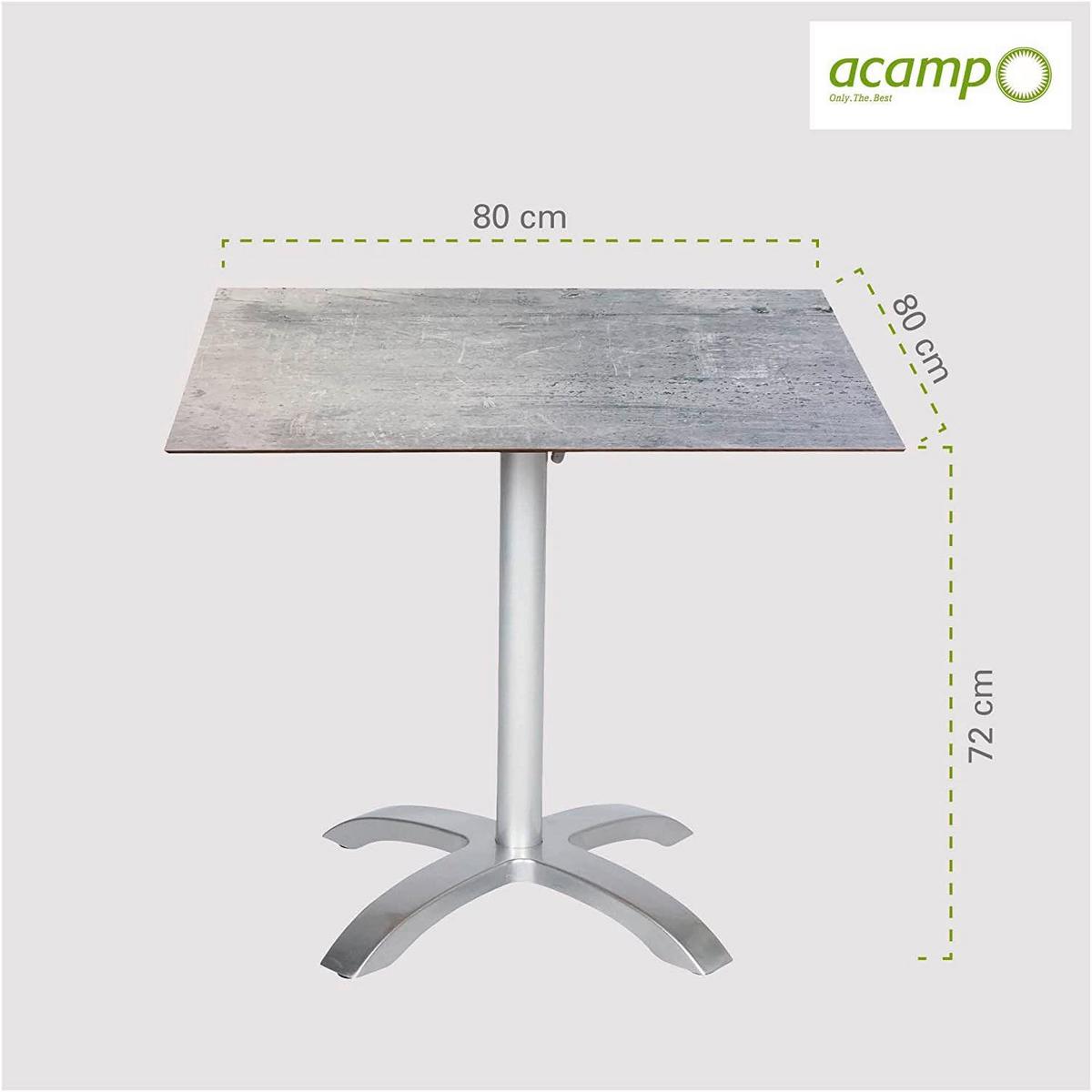 Gartentisch Klappbar Acaplan Metall/Holzwerkstoff L: 80 cm - Platinfarben/Grau, Basics, Holzwerkstoff/Metall (80/80/72cm) - Gardenson