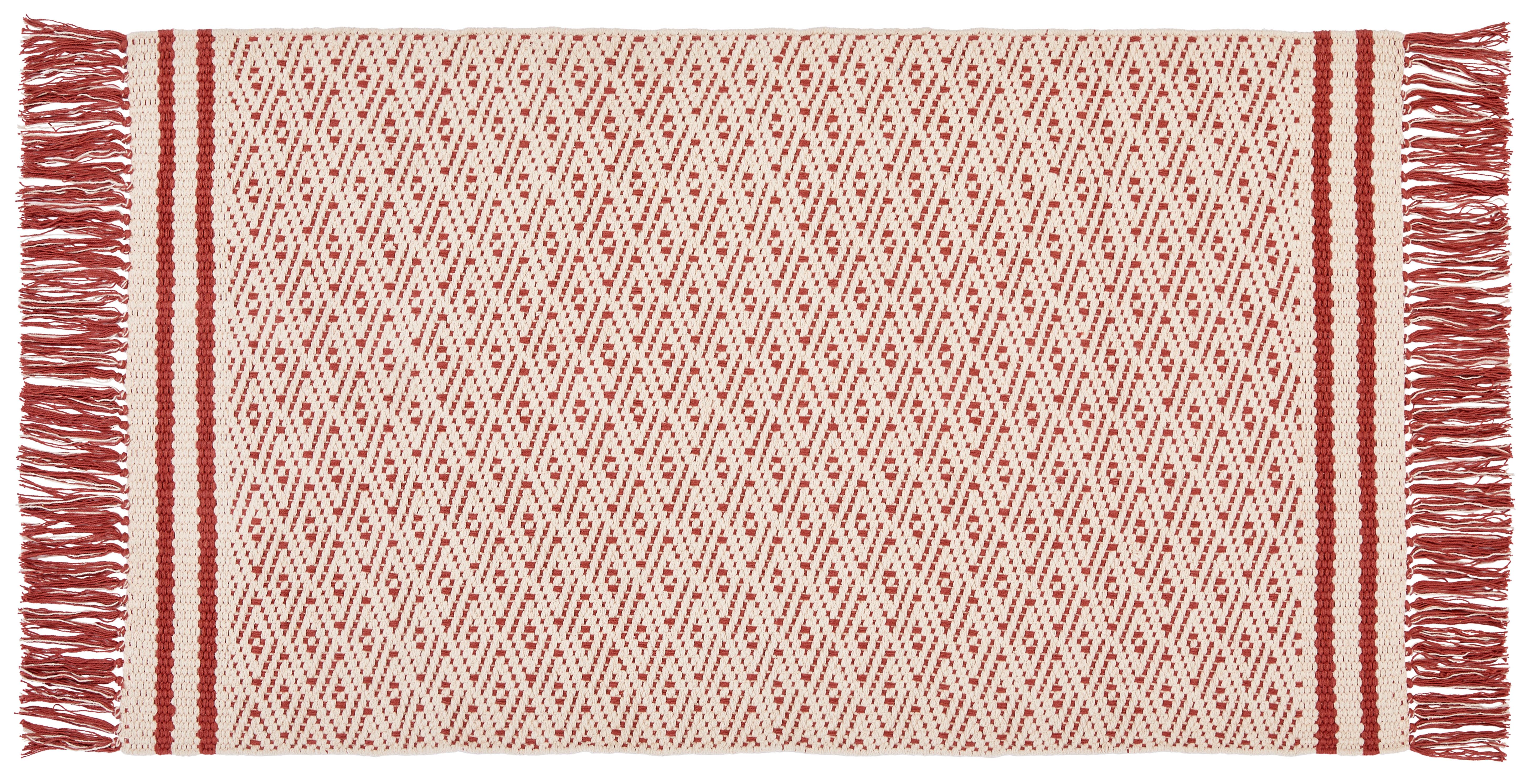Teppich Vorleger Rot Mit Fransen Iman 70x120 Cm - Rot, MODERN, Textil (70/120cm) - Ondega