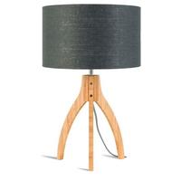 TISCHLEUCHTE ANNAPURNA/T/3220/DG - Dunkelgrau/Naturfarben, Trend, Holz/Textil (36/54cm) - Good & Mojo